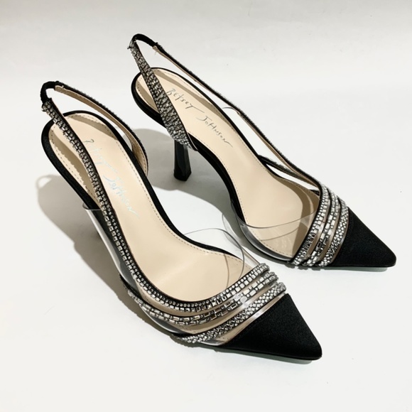 Betsey Johnson Dora Clear Slingback Black Dress Shoes Pointed Toe Pumps 7.5 - Picture 6 of 13